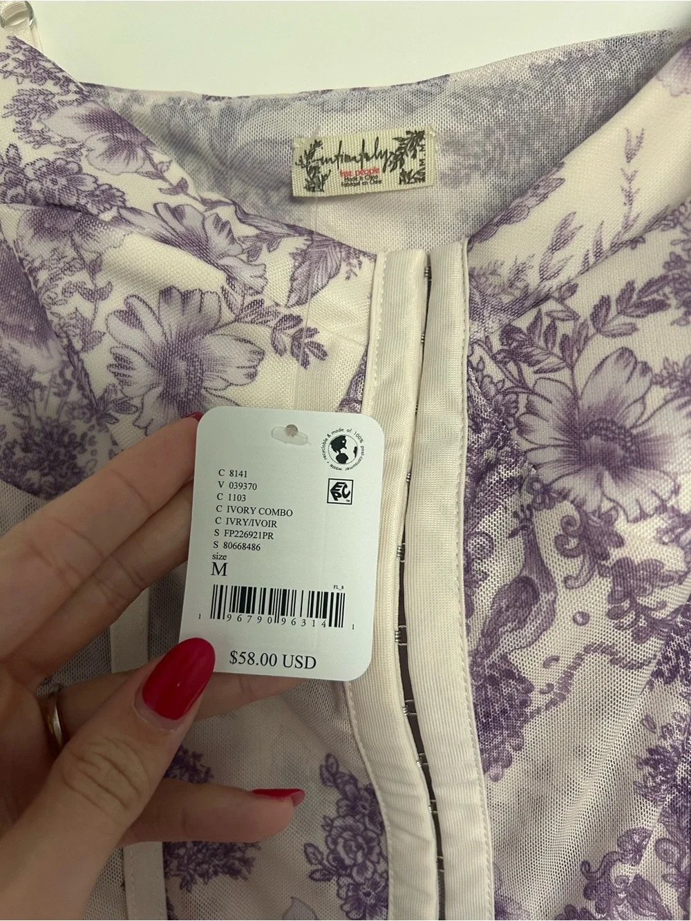 NWT Free People Cream and Lavender Floral Corset Bodysuit